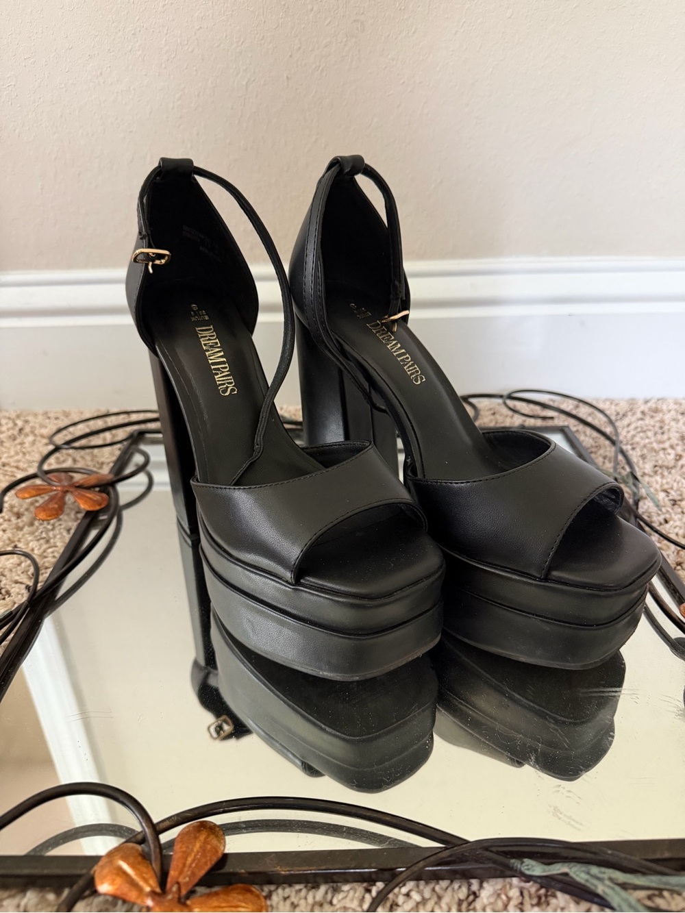 Dream Pairs Black Platform Ankle-Strap Platforms